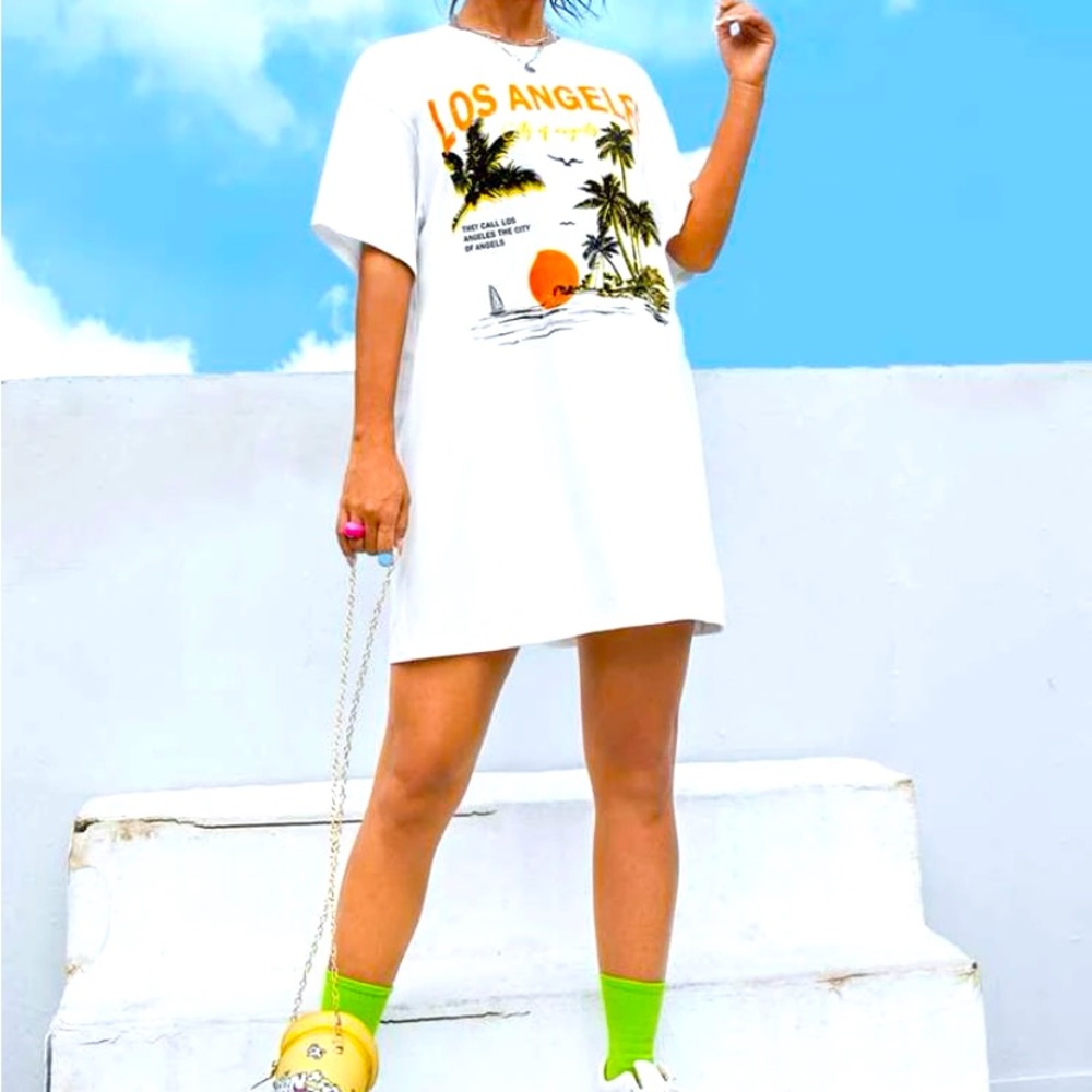 LA over size T- Shirt Dress
